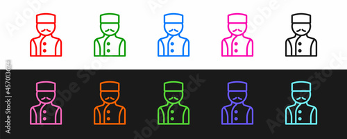 Set line Concierge icon isolated on black and white background. Vector