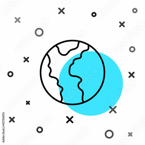 Black line Global economic crisis icon isolated on white background. World finance crisis. Random dynamic shapes. Vector
