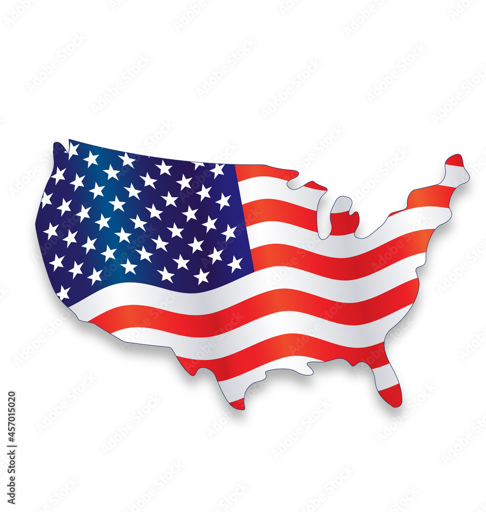 usa america flag flying in simplified map symbol usa america flag flying in simplified map symbol