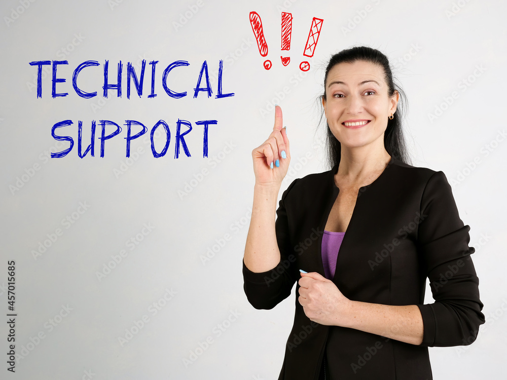 Business concept about TECHNICAL SUPPORT exclamation marks with phrase on the gray wall Business concept about TECHNICAL SUPPORT exclamation marks with phrase on the gray wall