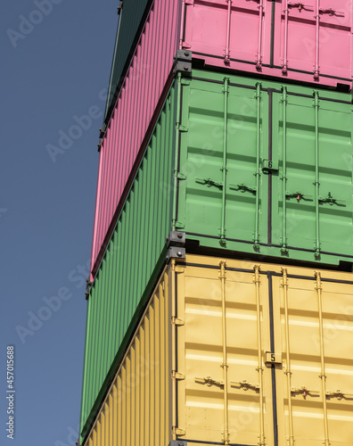 Canvas Print Colorful shipping containers at the docks of Le Havre, Normandy, France