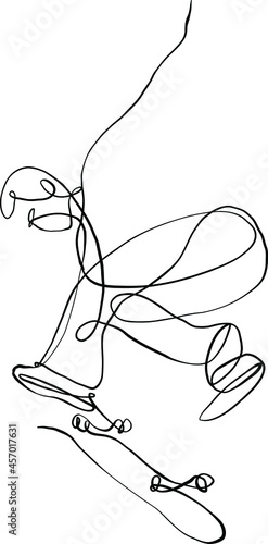 the vector illustration sketch of the skateboarder doing trick on the skateboard