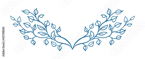 leaves and branches in vine pattern; underline design element in elegant fancy branches silhouette, decorative symmetrical ivy vines for use in border designs or wedding invites or other designs.