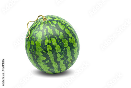 whole and slice yellow watermelon isolated on white