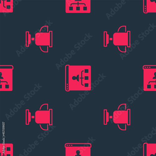 Set Award cup and Online education on seamless pattern. Vector
