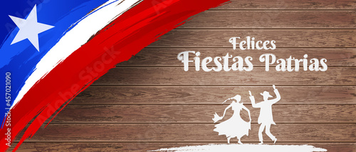Felices Fiestas Patrias, 18 de septiembre, English translation : (Chile national holiday, 18 September) National Holidays Celebration Card.