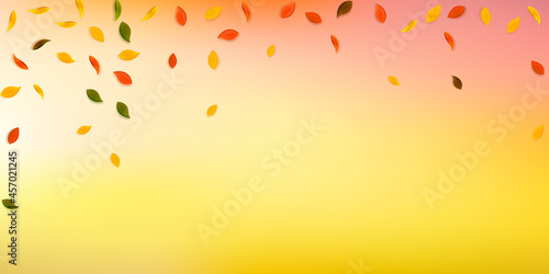 Falling autumn leaves. Red, yellow, green, brown r