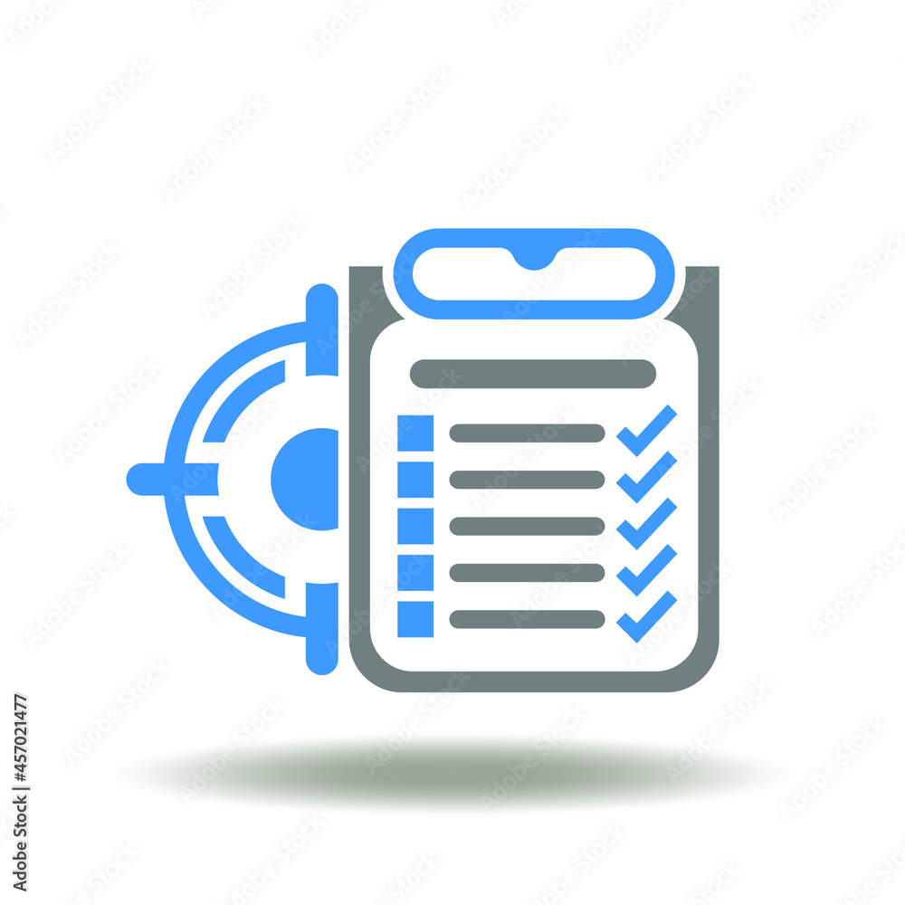 Check list with aim vector illustration. Goals control and strategy management symbol. Check list with aim vector illustration. Goals control and strategy management symbol.