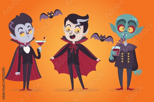 variety dracula vampire characters vector design illustration