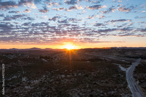Sunset over San Diego County Mountain Empire high desert region. 