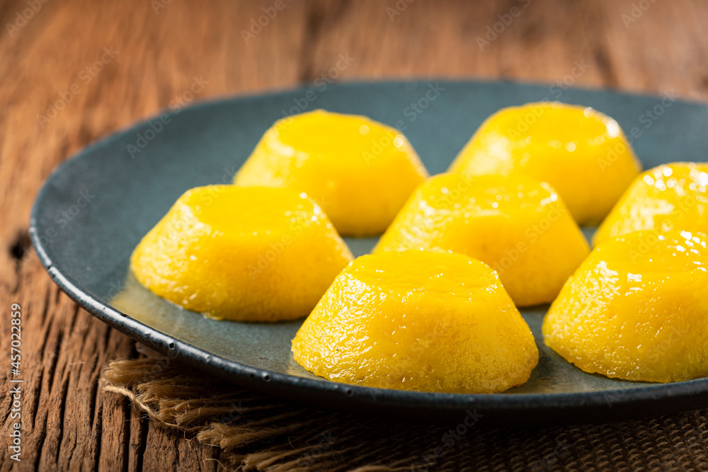 Quindim. Traditional Portuguese egg-based dessert. Quindim. Traditional Portuguese egg-based dessert.