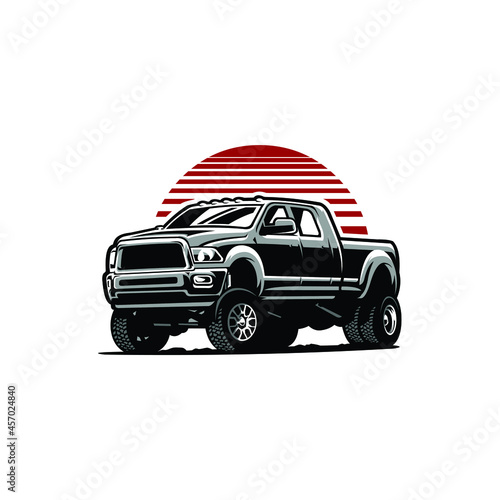 Mega Cab Dually Pickup Truck Vector Illustration Isolated