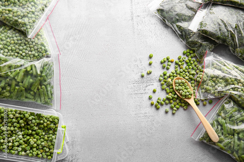 Frozen green peas and cut g...