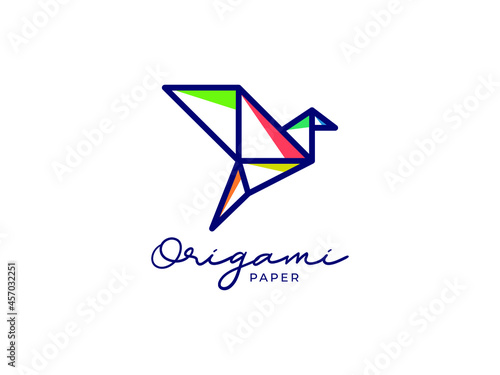 bird origami paper logo design concept