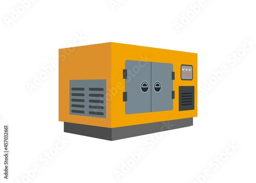 Generator engine. Simple flat illustration in perspective view.