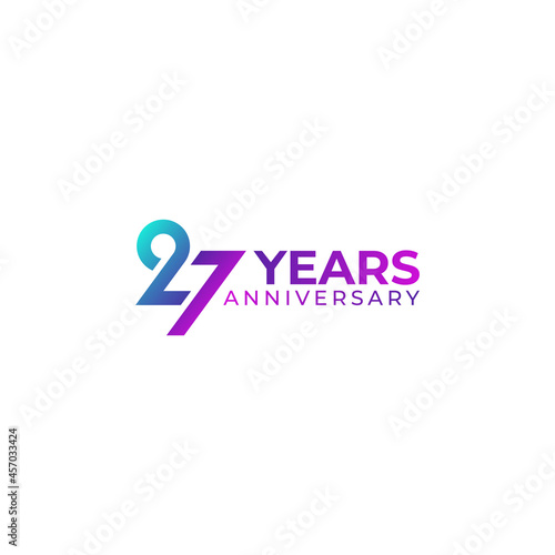 27 years anniversary logo number vector illustration