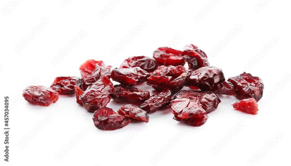 Tasty dried cranberries on white background Tasty dried cranberries on white background
