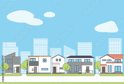 背景素材_ニュータウンの街並み