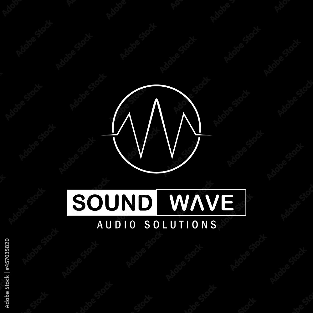 Sound waveform with initial W logo design Sound waveform with initial W logo design