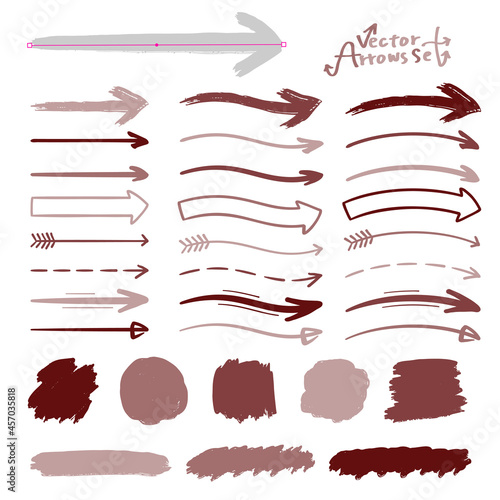 手描き風　様々な矢印とアブストラクトオブジェクトのベクターイラストセット　ブラシ登録済み