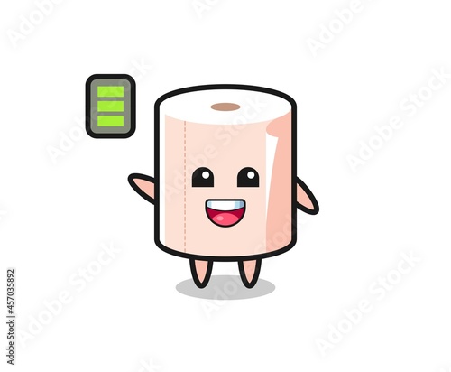 tissue roll mascot character with energetic gesture