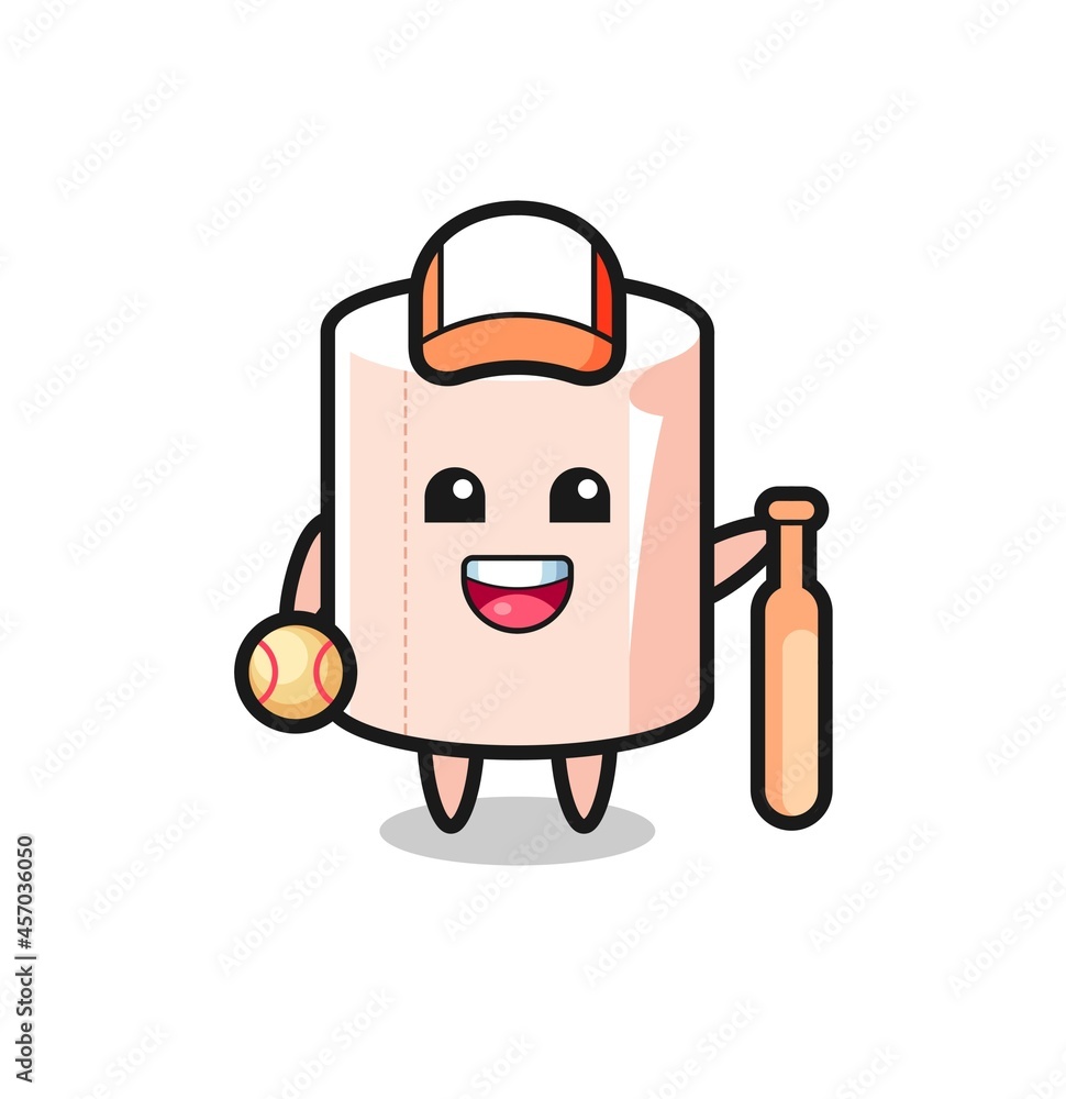 Cartoon character of tissue roll as a baseball player Cartoon character of tissue roll as a baseball player