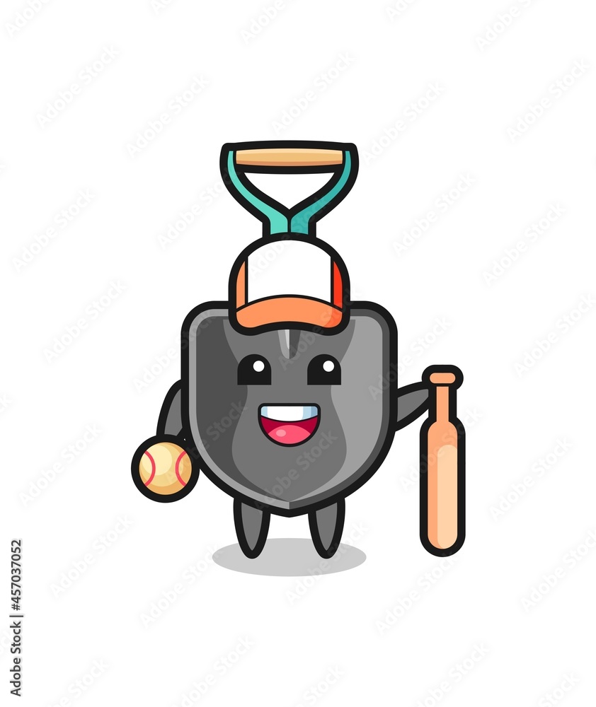 Cartoon character of shovel as a baseball player Cartoon character of shovel as a baseball player