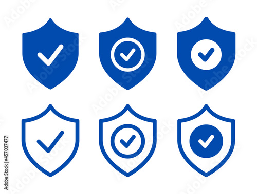 Set of security shield icons. Shield with checkmark icon vector isolated on white background.