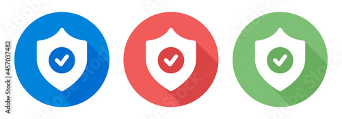 Shield with checkmark icon on button design.