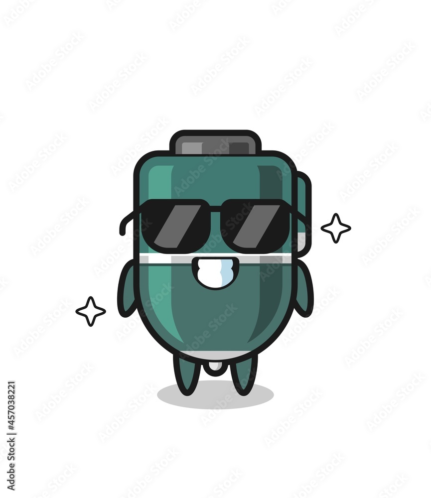 Cartoon mascot of ballpoint pen with cool gesture Cartoon mascot of ballpoint pen with cool gesture