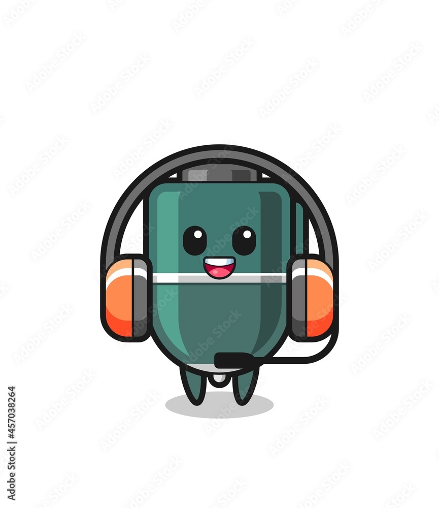 Cartoon mascot of ballpoint pen as a customer service Cartoon mascot of ballpoint pen as a customer service