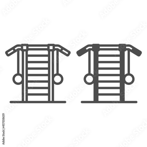 Swedish wall playground line and solid icon, interior design concept, childrens indoor home gym vector sign on white background, outline style icon for mobile concept and web design. Vector graphics.