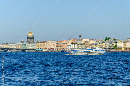 Saint Petersburg.Neva River in pleasure boats. © Сергей Лаврищев