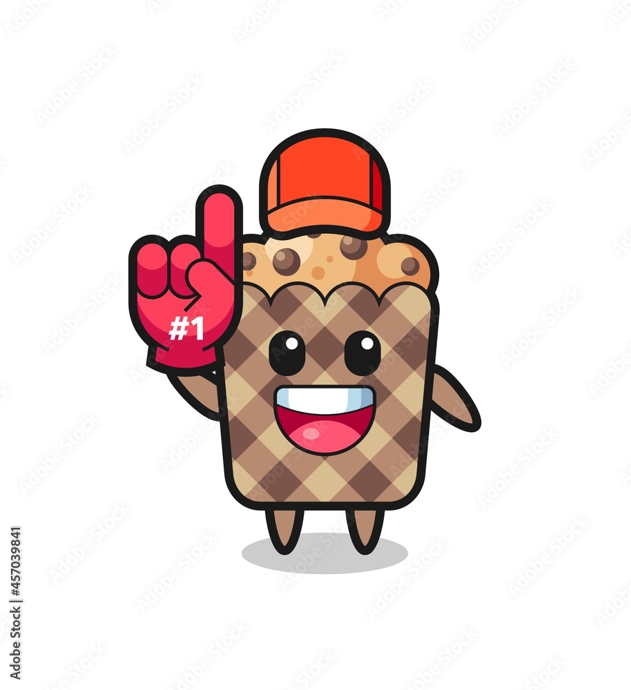 muffin illustration cartoon with number 1 fans glove muffin illustration cartoon with number 1 fans glove