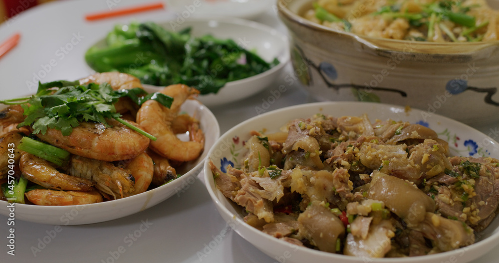 Homemade dinner with Hong Kong style dishes Homemade dinner with Hong Kong style dishes