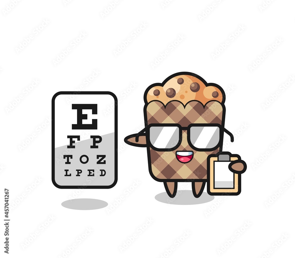 Illustration of muffin mascot as an ophthalmology