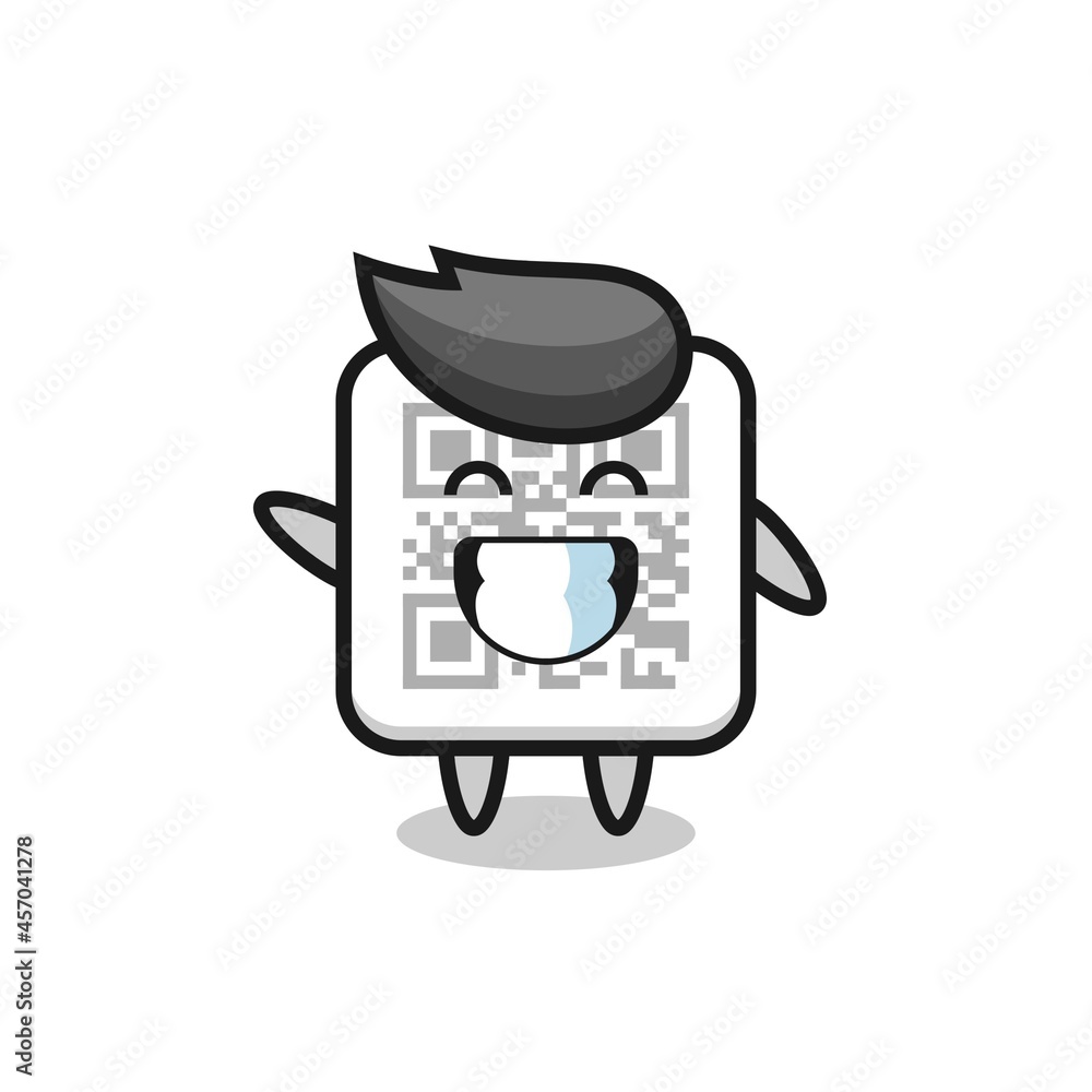 qr code cartoon character doing wave hand gesture qr code cartoon character doing wave hand gesture