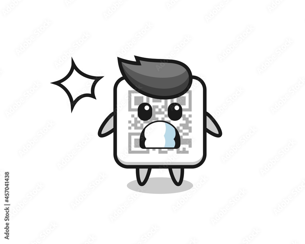 qr code character cartoon with shocked gesture qr code character cartoon with shocked gesture