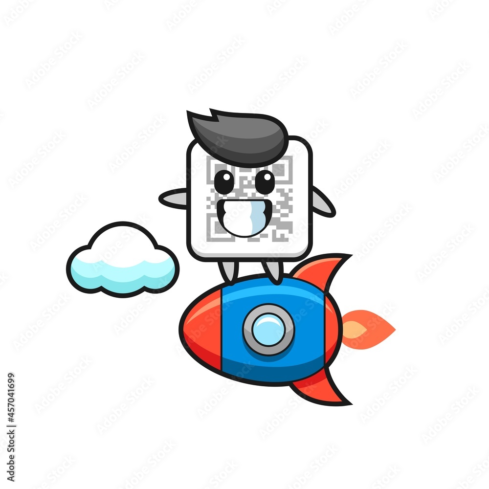 qr code mascot character riding a rocket qr code mascot character riding a rocket