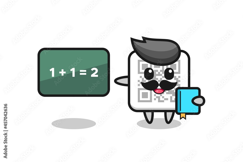 Illustration of qr code character as a teacher