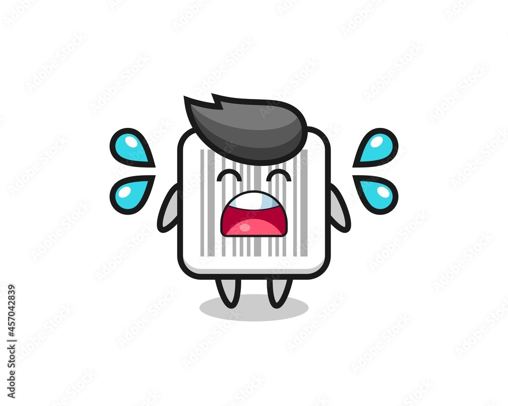barcode cartoon illustration with crying gesture barcode cartoon illustration with crying gesture