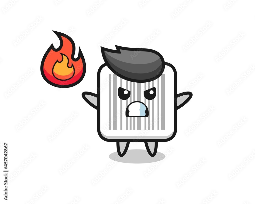 Fototapeta premium barcode character cartoon with angry gesture