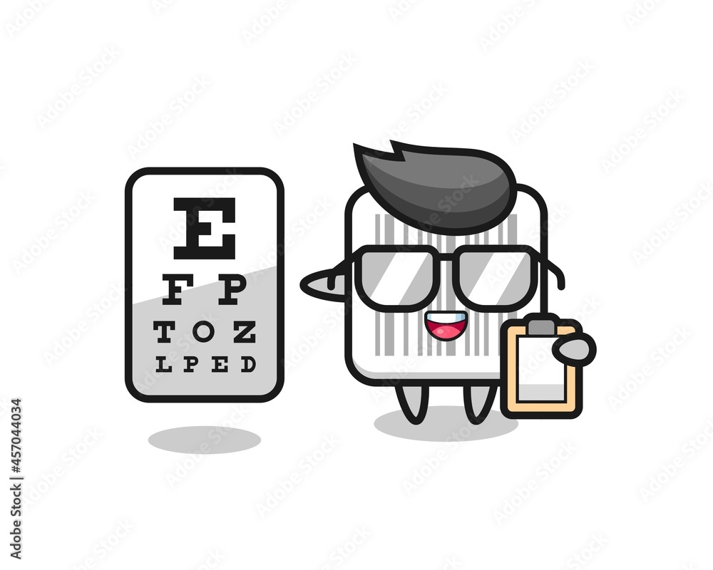 Obraz premium Illustration of barcode mascot as an ophthalmology