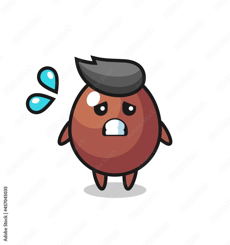chocolate egg mascot character with afraid gesture chocolate egg mascot character with afraid gesture