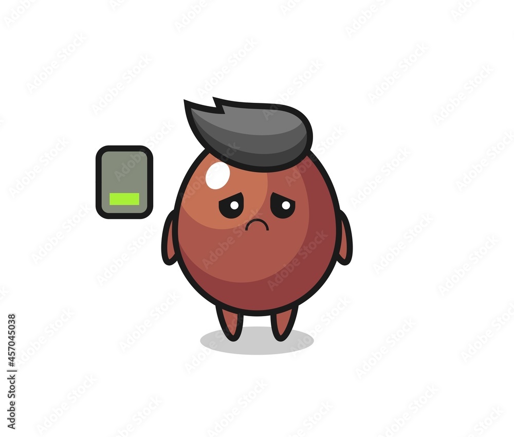 chocolate egg mascot character doing a tired gesture chocolate egg mascot character doing a tired gesture