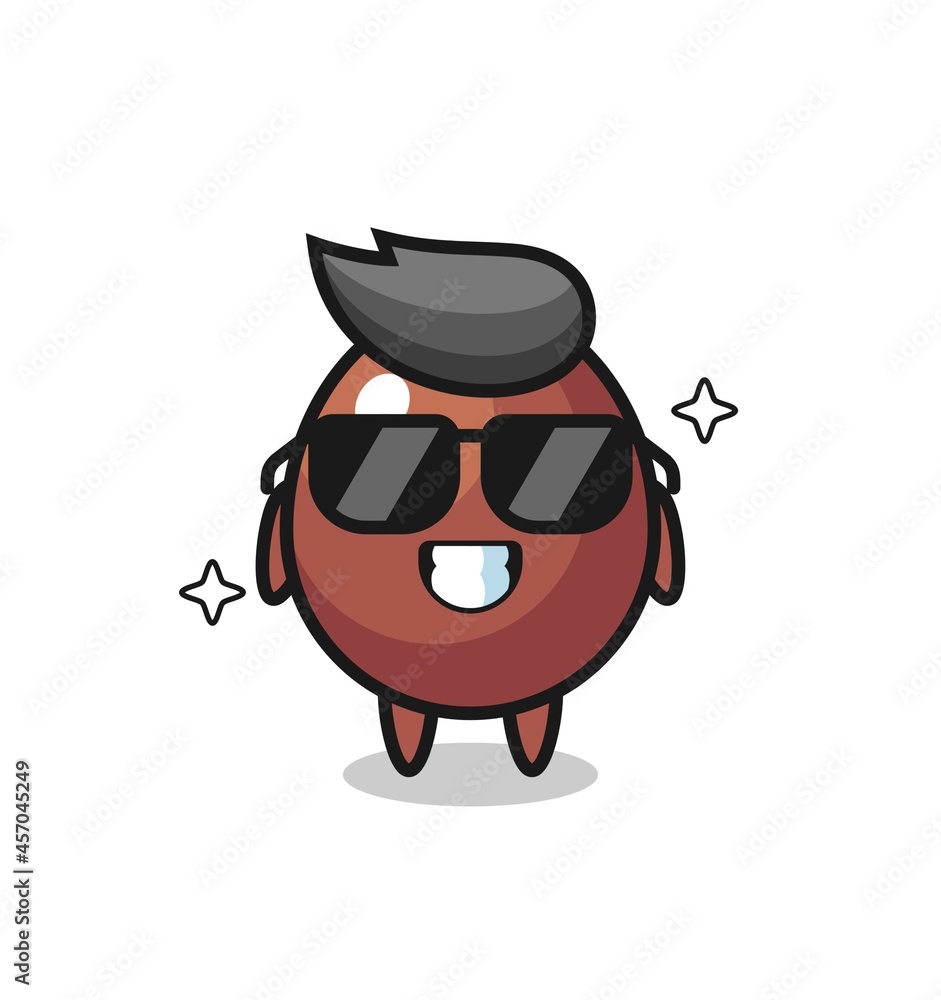 Cartoon mascot of chocolate egg with cool gesture Cartoon mascot of chocolate egg with cool gesture