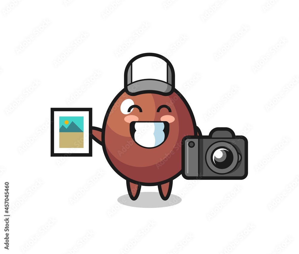 Character Illustration of chocolate egg as a photographer Character Illustration of chocolate egg as a photographer