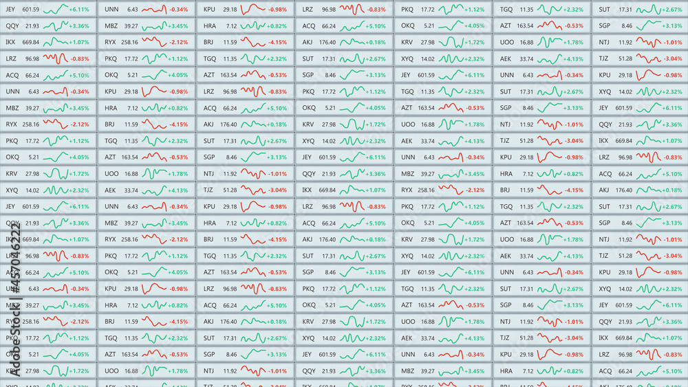 Obraz premium Fictional stock market tickers 3D render