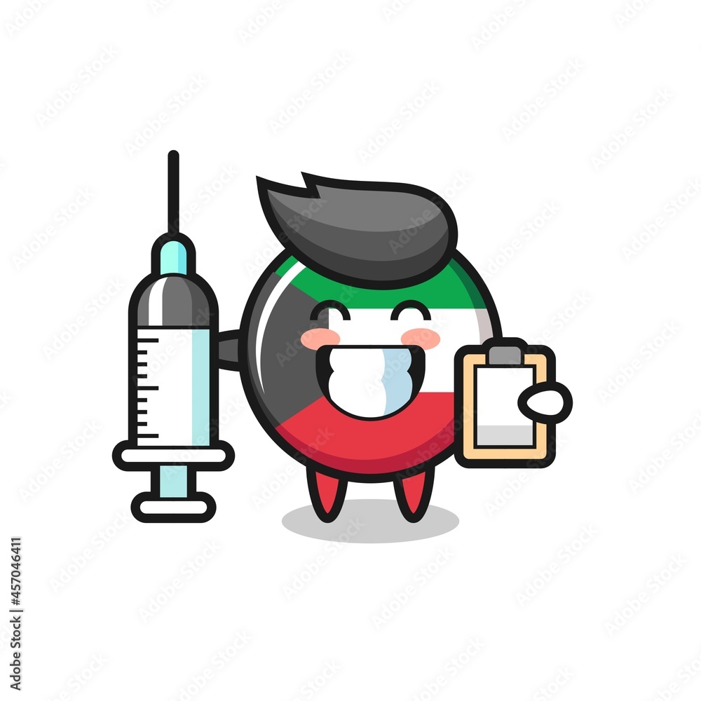 Mascot Illustration of kuwait flag badge as a doctor Mascot Illustration of kuwait flag badge as a doctor