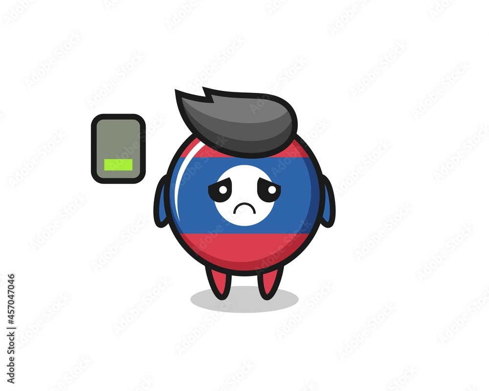 laos flag badge mascot character doing a tired gesture laos flag badge mascot character doing a tired gesture